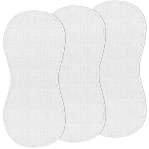 Image of Hahafelt 3 Pcs Changing Pad Liners Fits in Peanut Shape Changing Pad Waterproof Diaper Mats Organic Cotton Peanut Mats are Warm on a Baby's Back, Washable Reusable(Simple Style,White)