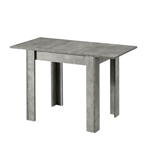 B&D home® LIVIUS Esstisch, ausziehbar 80–120 x 60 cm – moderner Küchentisch in Beton Optik, platzsparend mit integrierter Aufbewahrung für Einlegeplatten, Holztisch für Küche & Esszimmer