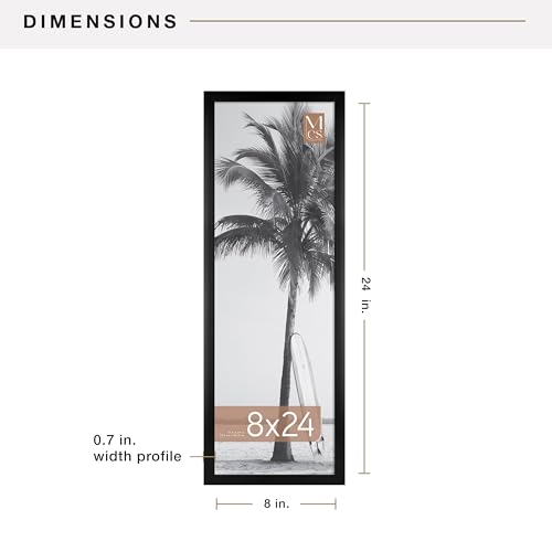 Image of MCS Foundation 8x24 Poster Frame Traditional Black, Vertical & Horizontal Wall Hanging Large Picture Frame for Photos, Panoramics, Posters & Art Prints (1-Pack)