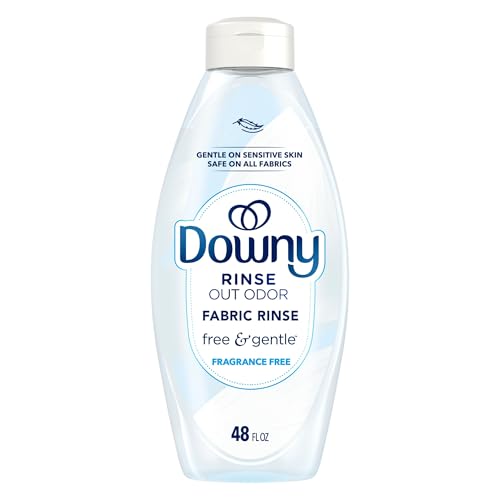 Downy Rinse & Refresh Free & Gentle Laundry Odor Remover and Fabric Softener, Fragrance Free, 48 fl oz, No Dyes or Heavy Perfumes