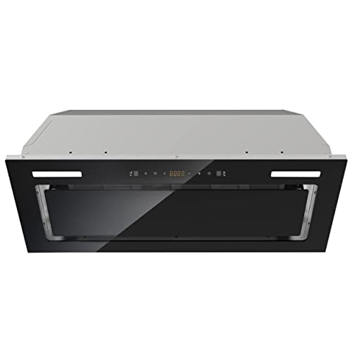 FIREGAS Range Hood Insert 30 inch, Built-in Kitchen Hood with 600 CFM, Ducted/Ductless Convertible Kitchen Vent Hood, Stainless Steel Stove Hood with Push Button, Baffle Filters and Charcoal Filters