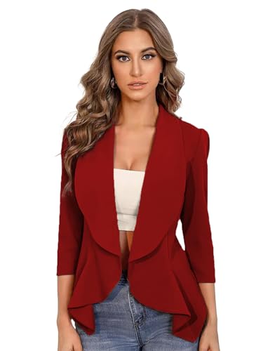 Image of KOTTY Women's Lightweight Open Front Blazer - Draped Waterfall Longline Blazer Style