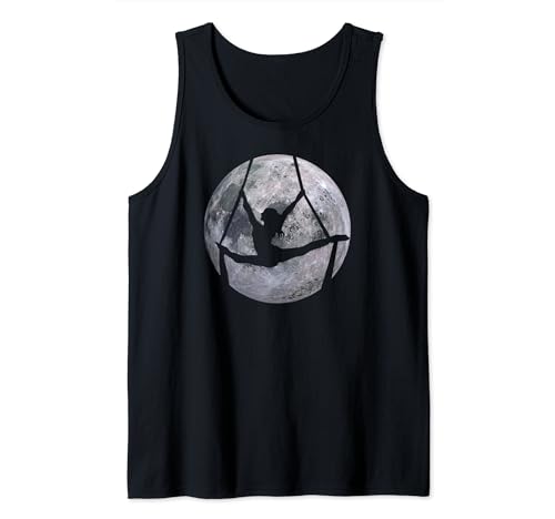 Aerial Silk Retro Sunset, con, Luna Silueta de Aerialist Camiseta sin Mangas