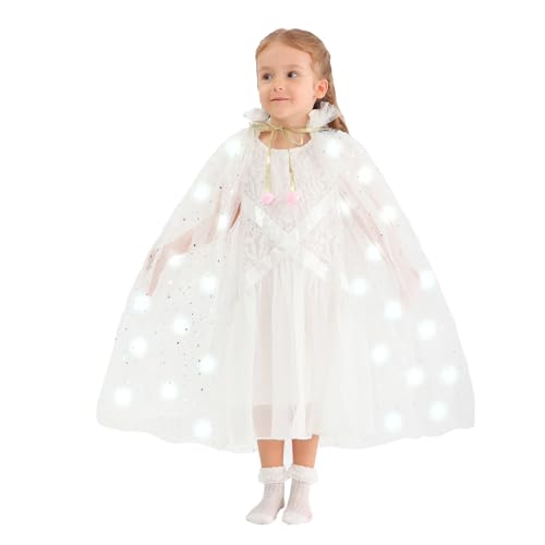 Capa de princesa con luces LED para niñas, tul 2 capas miniatura 2