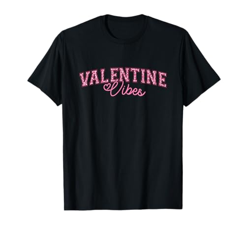 Valentine Vibes - Camiseta de moda con patrón de leopardo para mujeres, adolescentes y niños Camiseta