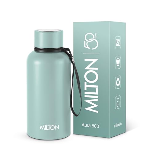 Image of Milton Aura 500 Thermosteel Water Bottle 500 ml, 24 Hr Hot and Cold I Leak Proof Lid, ISI Certified I Vacuum Insulated I for Office, Gym, School I Grey