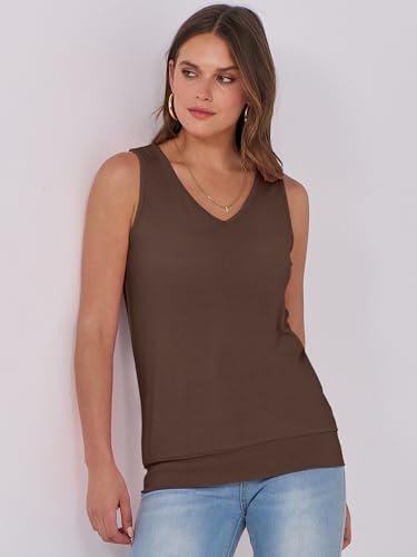 Image of ANRABESS Women Tank Tops Summer V Neck Sleeveless Casual Loose Fit Cute Cami Basic T Shirts Solid Tees 2026 Trendy Outfits