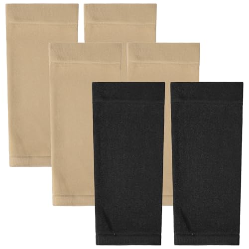 Ajcotahm Lot de 2 paires de manchons de protection anti-UV pour avant-bras et coude pour homme et femme (noir, nude)