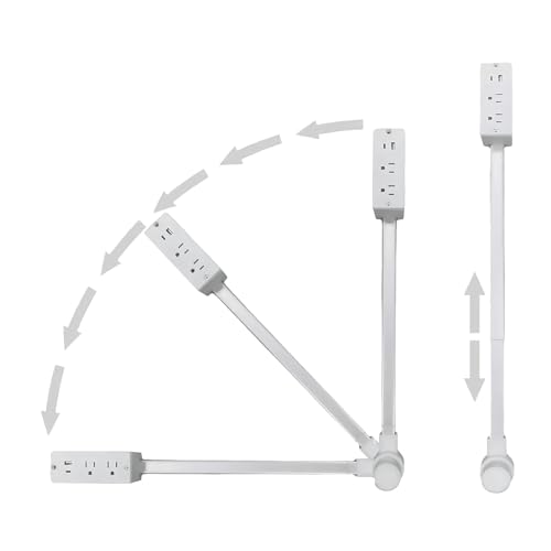 Extensión eléctrica PULOSYI con 2 tomas, puertos USB-A y USB-C, cable retráctil de 22 a 27 pulgadas y enchufe rotativo 180° miniatura 1