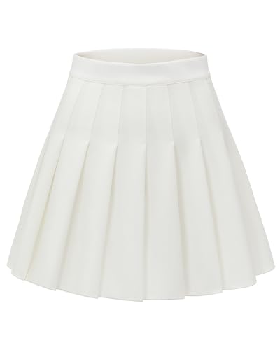Image of Pleated Skirts for Women, High-Waisted A-Line Mini Tennis Skater Skirt | Easy pull-on elastic waist, Clean solid color, School uniform outfits, Cheerleader outfits, Everyday campus wear