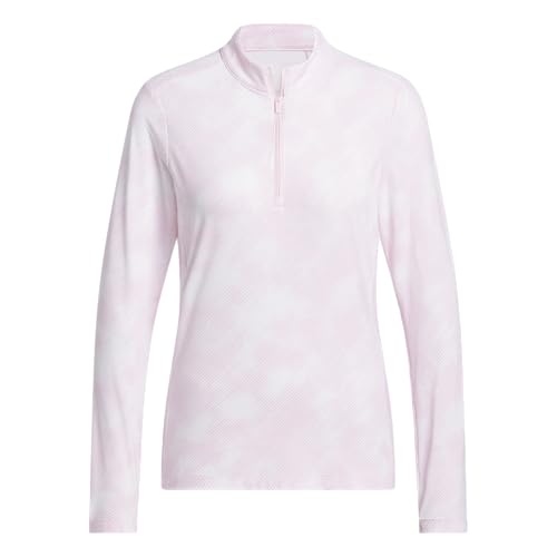 adidas Women's Ultimate365 Printed Quarter-Zip Mock Neck Top, Clear Pink, Small
