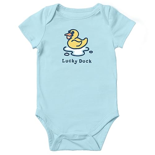 Image of Life is Good. Lucky Duck Crusher Baby Bodysuit, Beach Blue