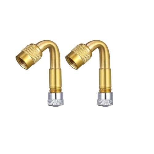 Manovella Fahrradventil Verlängerung - Ventiladapter - Ventilverlängerung Set für Auto, Motorrad. Roller, Scooter Fahrrad Schubkarren (2 x 45 Grad)
