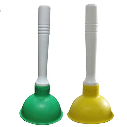 Coralpearl Pömpel Saugglocke Klein, Abfluss Kolben, WC Stößel Pumpe Sauger Stampfer Reiniger für Bad Toilette, Küche Waschbecken, Dusche Klempner Abflussreiniger Verstopfen Entferner, Grün + Gelb