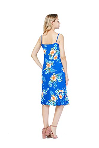 Image of Matchable Family Hawaiian Luau Men Women Girl Boy Clothes in Hibiscus Blue
