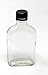 200 ml (6.6 oz) Glass Flask Liquor Bottle with Black Caps (6 Pack)