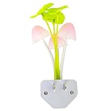 BINGONE Colorful Led Wall Night Light Sensor Small Mushroom Plants Style Kids Home Room Lamp with US Plug