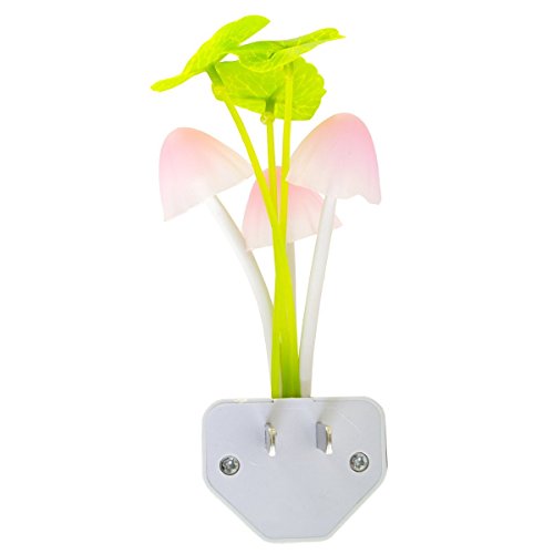 BINGONE Sensor LED Night Light, Colorful Small Mushroom Plants Style Wall Decoration Light Kids Home Room Lamp with US Plug (Leaf Mushroom A Pattern)