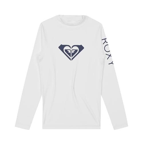 Image of Roxy Girls' Long Sleeve Whole Hearted Rashguard Shirt, UPF 50+ Sun Protection, Quick Dry