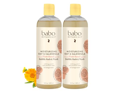 Image of Babo Botanicals Moisturizing Oat & Calendula 2-in-1 Bubble Bath & Wash - for Dry or Sensitive Skin - for All Ages - Vegan - Lightly Scented - 1 or 2 Pack