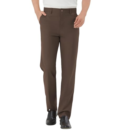 Image of Men's Tall Classic Fit Flex Flat Front Dress Pants Formal Pants for Business & Office