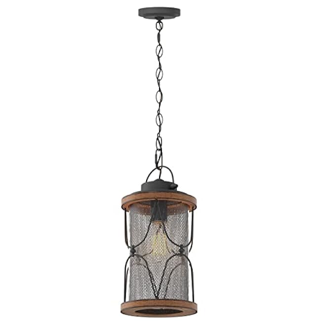 Inlight Thrasos Pendant Light 14'' Hanging Black Faux Barnwood Finish