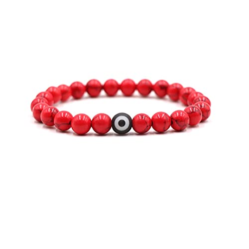 8mm Natural Stone Chakra Bead Evil Eye Stretch Bracelets Lukcy Protection Lava Rock Healing Balancing Stress Relief Yoga Bracelet for Women and Men