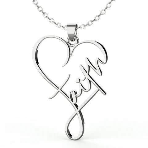 KRYSTALZ Religious Faith Heart Necklace Womens Stainless Steel Christian Inspirational Jewellery Gift (Pack -1 Piece) (B0BGLHBGML) Amazon Price History, Amazon Price Tracker