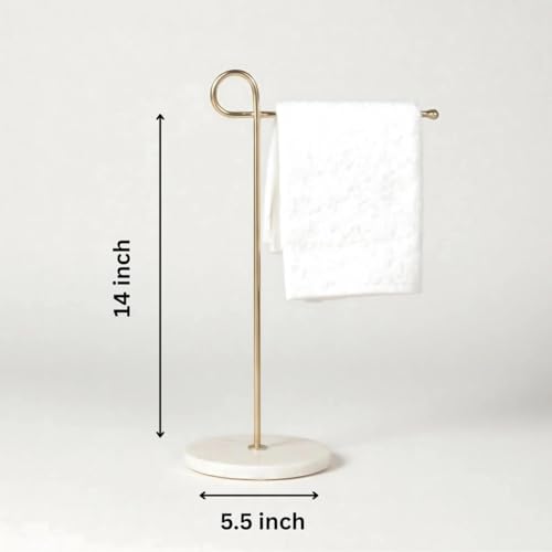 Image of Decovia Creation Premium Gold Towel Stand (Set of 2) - Luxury Gold Plated Freestanding Hand Towel Holder for Bathroom & Kitchen | Rust Resistant Metal Towel Stand | Modern Bathroom Accessory.