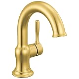 Delta Roe Brushed Gold Bathroom Faucet 1 Hole, Single Hole Bathroom Sink Faucet for Vanity, Push-Pop Drain Assembly, Brushed Gold 15985LF-GB