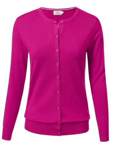 Image of Allsense Women's Long-Sleeve Crewneck Cardigan | Classic Button Down Sweater, Soft Fine Knit, Lightweight