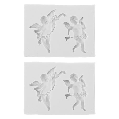 Lurrose Molde de silicona con forma de figura de ángel (2 unidades) para manualidades con yeso y resina. Molde de fácil desmolde para velas de cera perfumada o jabones de aromaterapia.
