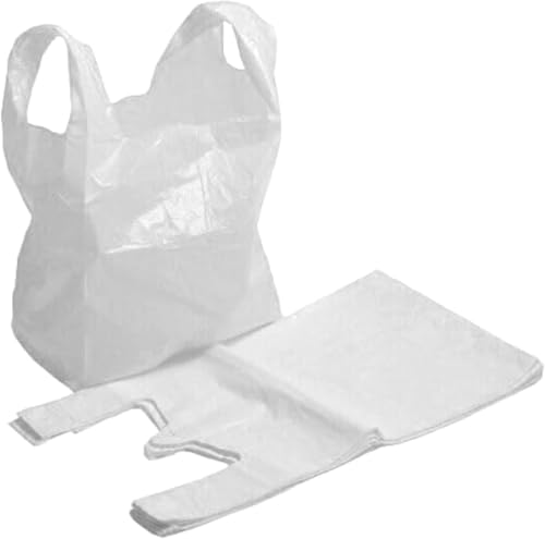 AMD Nexus Bolsas de transporte medianas blancas de 10 x 15 x 18 pulgadas, bolsas de plástico resistentes para chalecos, paquete de 100, White, Utilidad