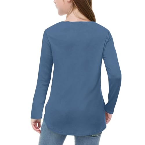 Girls Long Sleeve T-Shirts Soft Cotton Round Neck Tees