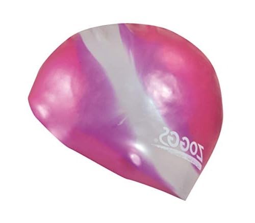 Image of Zoggs Unisex Silicone Multicolour Swimming Cap, Pink /Silver, One Size UK