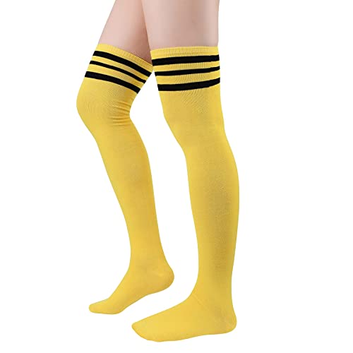 Image of Zando Womens Stripes Thigh High Socks Thigh Highs Casual Knee High Stockings