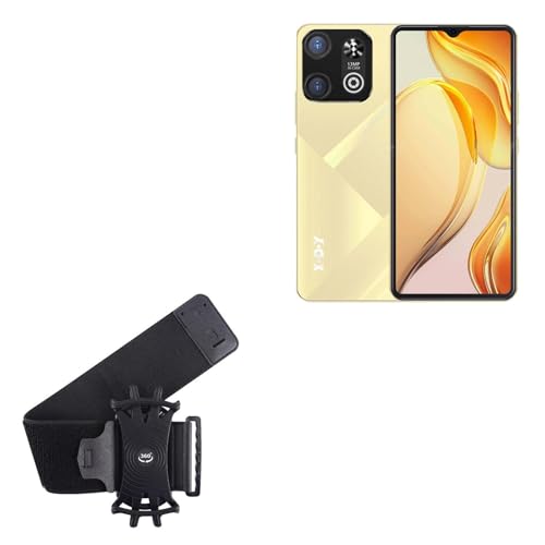 BoxWave Holster Compatible with Xgody X60 Plus - ActiveStretch Sport Armband, Adjustable Armband for Workout and Running - Jet Black