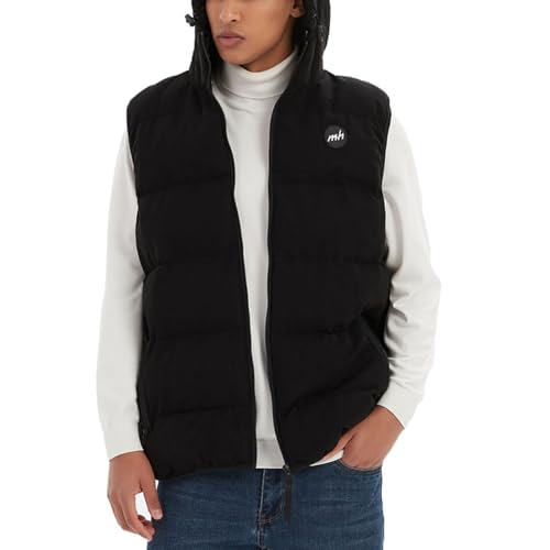 Image of Mywu Mens Puffer Vest with Hood Winter Outdoor Quilted Sleeveless Jacket