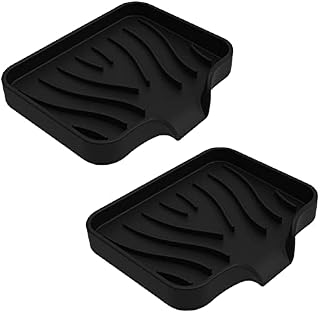 SOSMAR 2 Pcs Silicone Soap Dish, Self Draining Soap Holder, Soap Saver, Soap dish with drainage, Soap Trays for Bathroom Sink, Kitchen, Counter Top, Black