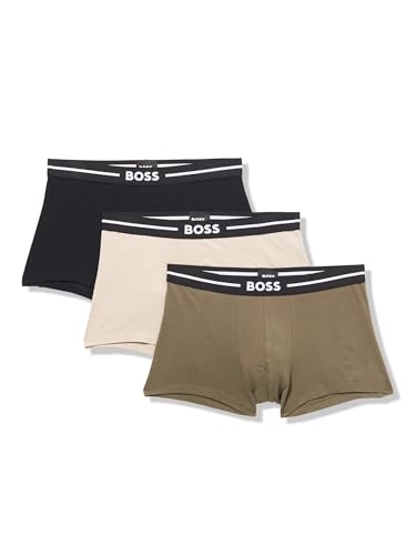BOSS Lot de 3 caleçons en Coton Stretch avec Logo Audacieux pour Homme, crème/Vert étain/Noir, Taille S