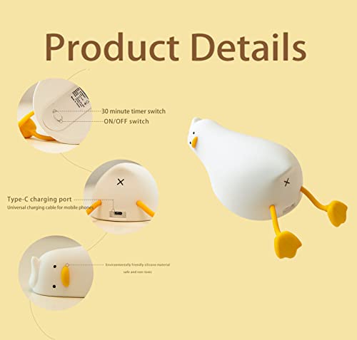 image for HAPPYBAG LED Lying Flat Duck Night Light, 3 Level Dimmable Nursery Nig