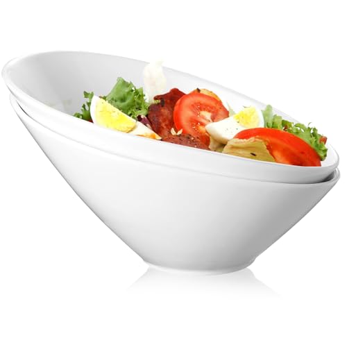 LOSYHU 2 Pack Angled Serving Bowls 26oz /770ml Ceramic Salad Bowl...