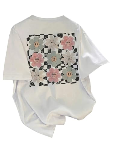 SweatyRocks Girl's Floral Graphic Tees Short Sleeve Crewneck Casual Summer T Shirts