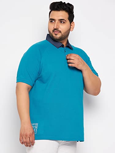 Image of Club York Men Cotton Blend Half Sleeve Polo Neck Solid Plus Size T-Shirts