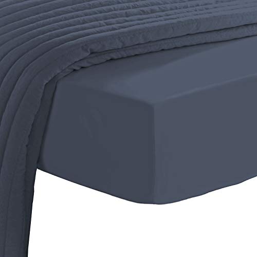 Pizuna Pure Combed Cotton Single Bed Fitted Sheet Dark Blue