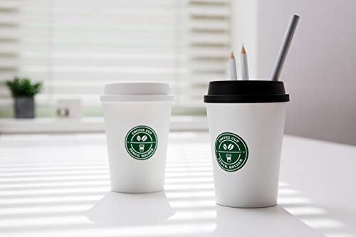 Image of Litem Pencil Holder - a Coffee Cup Style of Pencil Holder for organizing Your Desk with a Simple and Modern Look (5Hx3W, WhiteBrown)