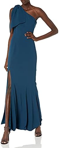Dress the Population Women’s Georgina One Shoulder Bow Detail Trumpet Gown Long Dress