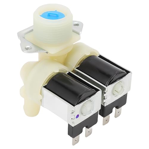ZLXHDL Électrovanne pour machine à laver AC220 V-240 V eau normalement fermée vanne d'entrée d'eau de rechange valve magnétique double tête pour machine...