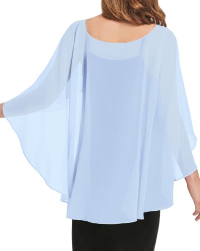 Image of Women Shawl and Wraps for Evening Dress Chiffon Cape Sheer Poncho Cover Up