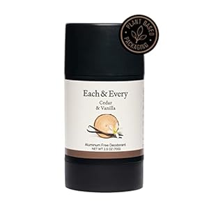 Each & Every Natural Aluminum-Free Deodorant for Sensitive Skin with Essential Oils, Plant-Based Packaging, Cedar…